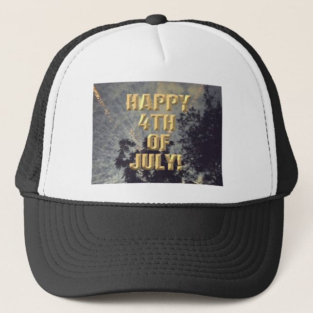 Boné Fireworks 19 4 de julho de chapéu de caminhoneiro (Frente)