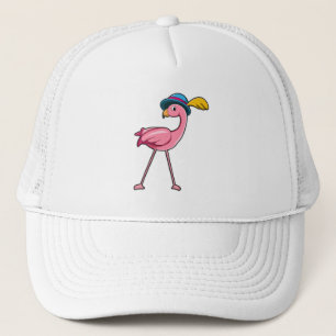 Boné Flamingo com chapéu e pena
