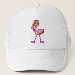 Boné Flamingo com Fone de Ouvido e Corações