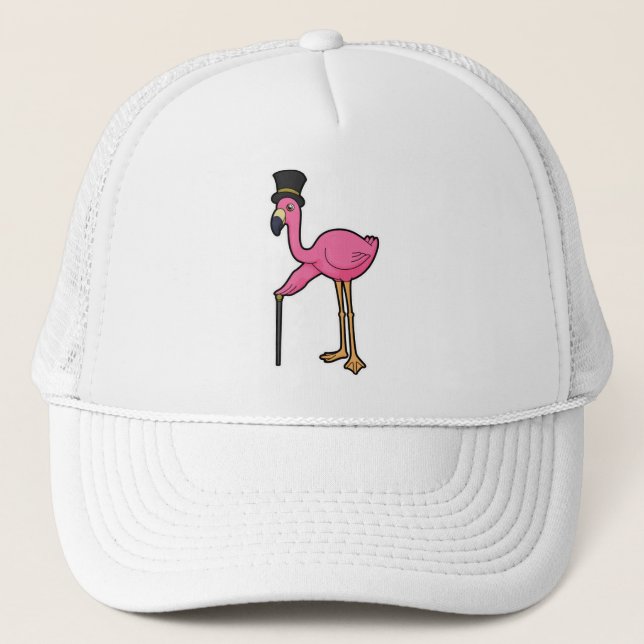 Boné Flamingo como Grove com Chapéu e Cana (Frente)