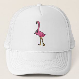 Boné Flamingo como mecânico com chave inglesa