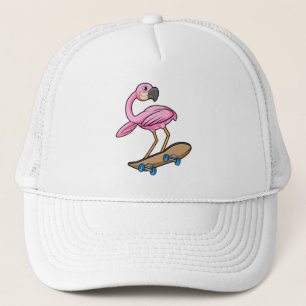 Boné Flamingo como Skater com skate