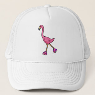 Boné Flamingo como Skater com skates Roller