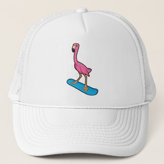Boné Flamingo como Snowboarder com Snowbaord (Frente)