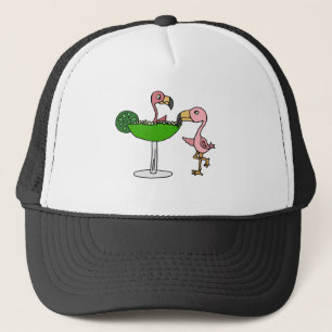 Boné Flamingo e Margarita cor-de-rosa engraçados