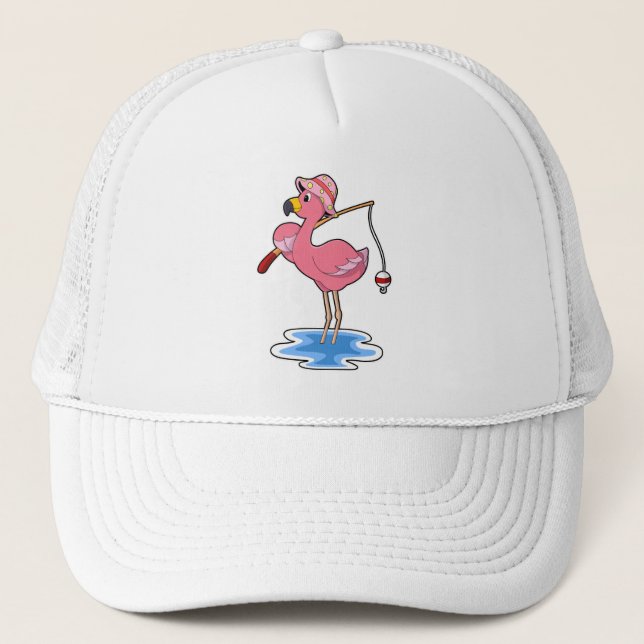 Boné Flamingo na pesca com cana de pesca (Frente)