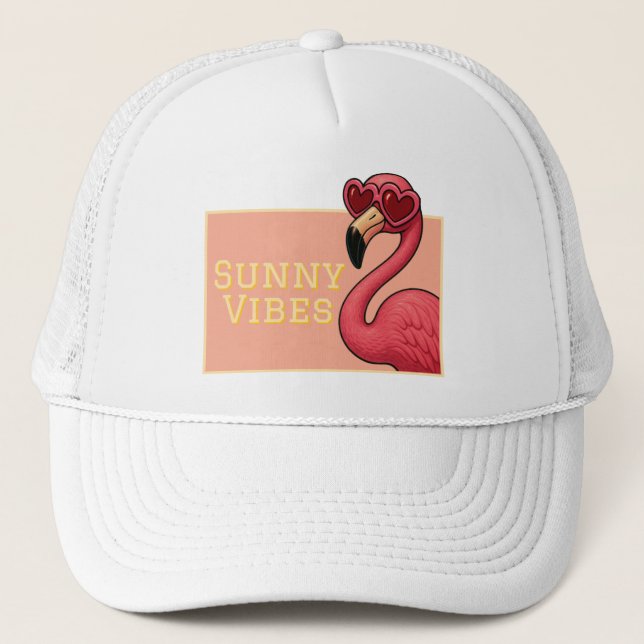 Boné Flamingo Rosa Vibrações Ensolaradas (Frente)