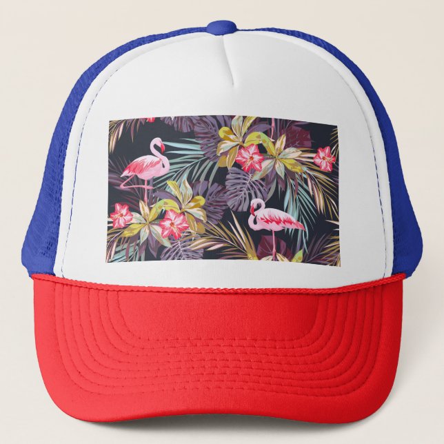 Boné Flamingo Tropical: Padrão sem costura de verão (Frente)