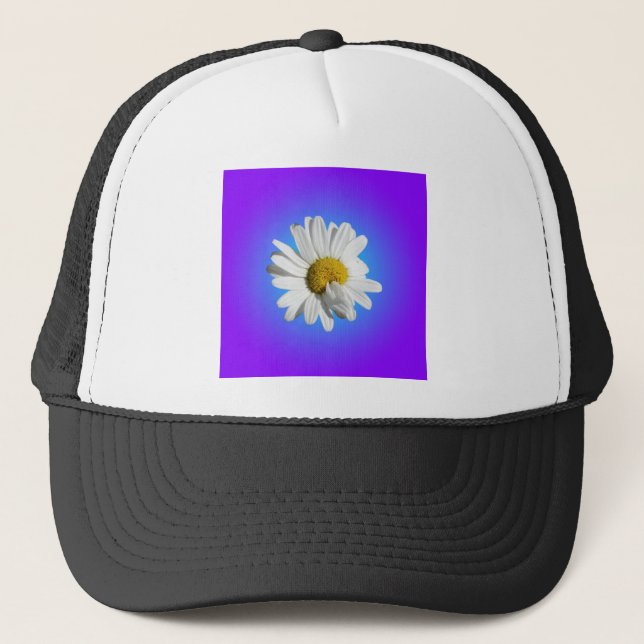 Boné Flor de Margarida Branca Gradiente Azul Roxo (Frente)