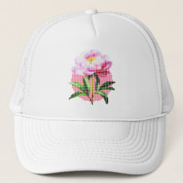 Boné Flor de Mosaico de Pontos Peônia Rosa