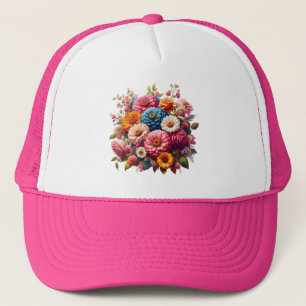 Boné Floral/Primavera Zinnia/Rosa