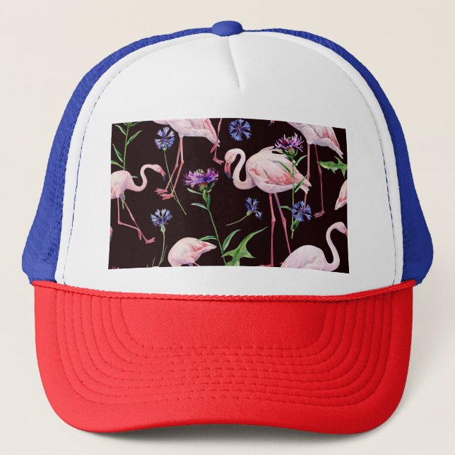 Boné Flores de aquarela e padrão de flores selvagens. (Frente)