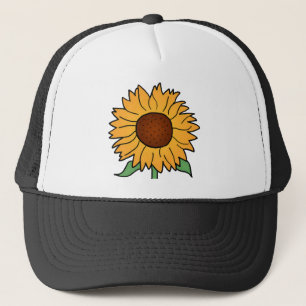 Boné Flores de Desenho Animado, Girassol Floral de Verã
