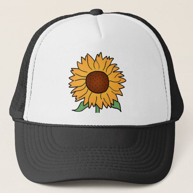 Boné Flores de Desenho Animado, Girassol Floral de Verã (Frente)