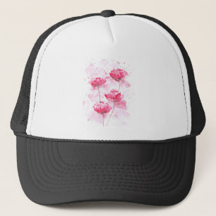 Boné Flores de Papoula Vermelha