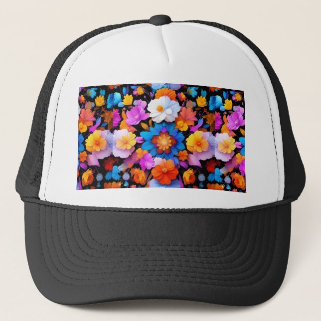 Boné Flores Multicoloridas Padrão-68577 (Frente)