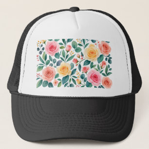 Boné Flores Pastel Design Floral Botânico Vintage Suave