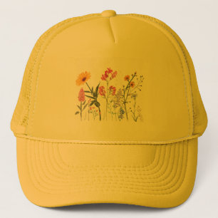 Boné Flores Silvestres, Floral Pastel Botânico Vintage