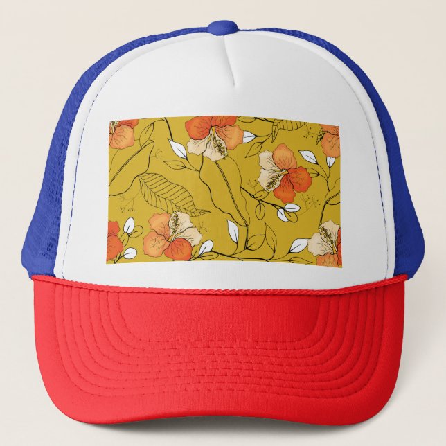 Boné Flores Tropicais Saem: Papel de Parede Exótico. (Frente)