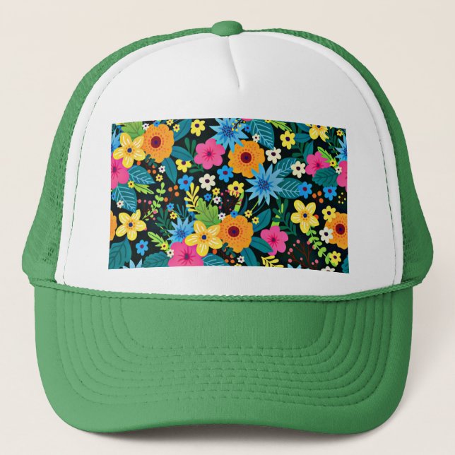Boné Flores Vibrantes Ditsy Padrão Floral-43785 (Frente)