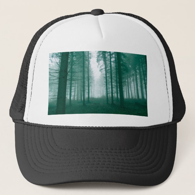 Boné Floresta fantasma com neblina em verde (Frente)