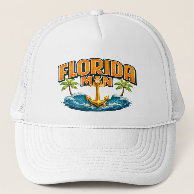 Boné Florida Man | Funny Graphic Nautical Fishing Beach (Frente)