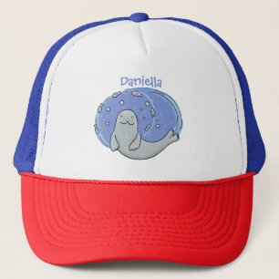 Boné Foca-branca e ilustração de desenho animado de a