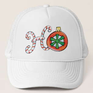 Boné Fofo Natal Ho Ho Ho, Doces Listras Enfeites