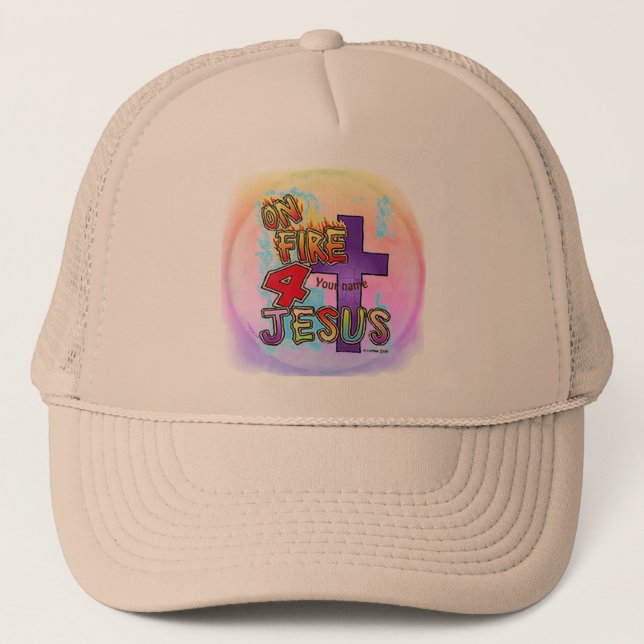Boné Fogo Por Jesus Cristo Cruz Cristã (Frente)