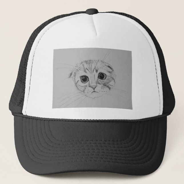 Boné Fold Kitten Trucker Hat escocês (Frente)