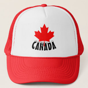 Boné Folha de Bordo Vermelho Brilhante Canadá Texto Nev