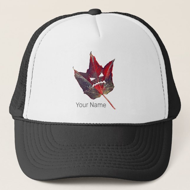 Boné Folhagem do outono de Halloween Foliage Folha de F (Frente)