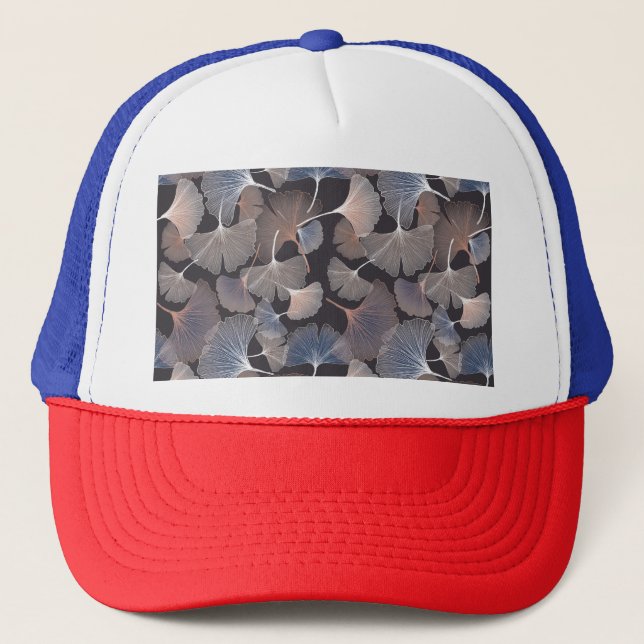 Boné Folhas de Ginkgo: padrão natural elegante. (Frente)