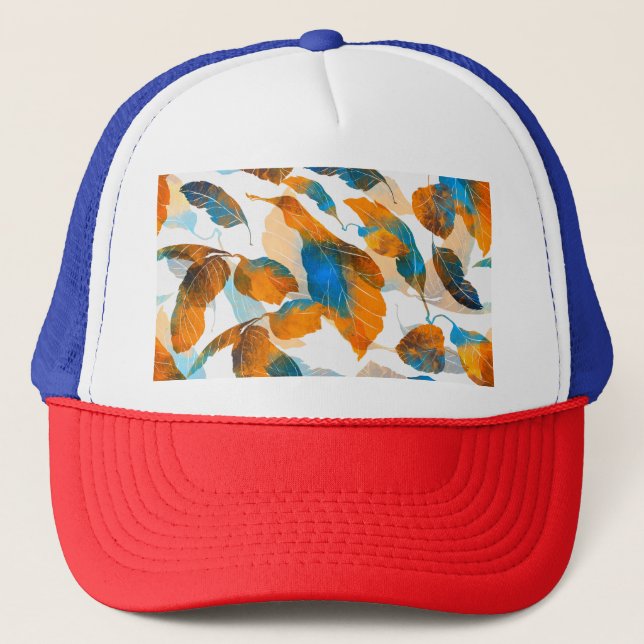 Boné Folhas de silhueta: aquarela, prato digital sem co (Frente)