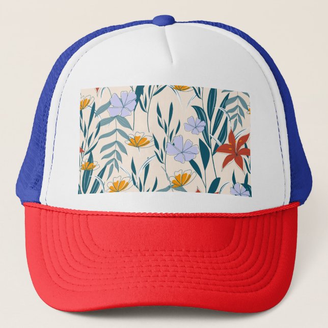 Boné Folhas Tropicais: Fundo Abstrato fascinável. (Frente)