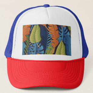 Boné Folhas tropicais, padrão floral sem costura.