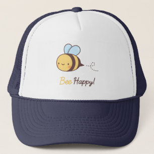 Boné Fonte Manuscrita Feliz Abelha Fofa