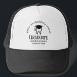 Boné Formando de Dentista Personalizado da Faculdade de<br><div class="desc">Este personalizado chapéu de graduação em escola negra que mantém um dente vestindo um boné de formatura para uma classe de formando dentário de 2025. Personalize com seu ano de graduação um higienista dentário personalizado excelente,  ortodontista ou presente de formatura dentária.</div>