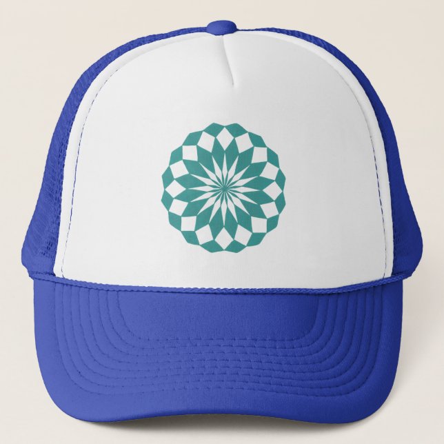 Boné Formas de Diamante em Turquesa Teal, Chapéus Manda (Frente)
