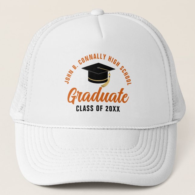 Boné Formatura Personalizável Laranja Graduada (Frente)