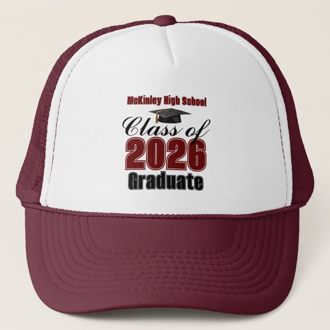 Boné Formatura Vermelha da Turma de 2026 Personalizada (Frente)