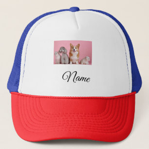 Boné Foto personalizada de animal colorido simples adic