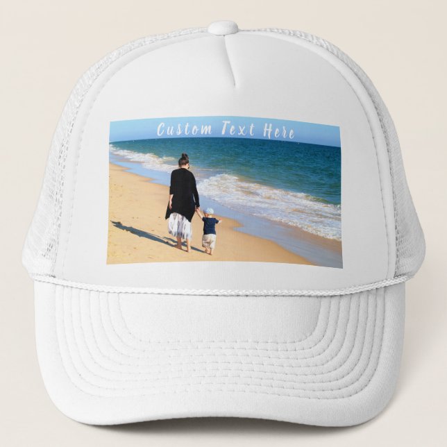Boné Foto personalizada e texto que seu Design com MOM (Frente)