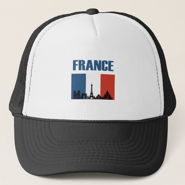 Boné França Viagem - Paris City Skyline French Flag (Frente)
