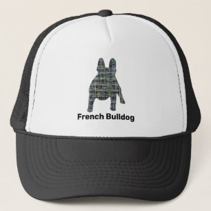 Boné Francês Bulldog Cute Dog Silhoule Grid Personaliza
