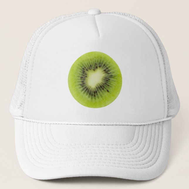 Boné Fruta fresca de kiwi. Fechamento de fatias redonda (Frente)