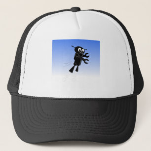 Boné Fundo Azul do Céu Azul Robô Voador Preto