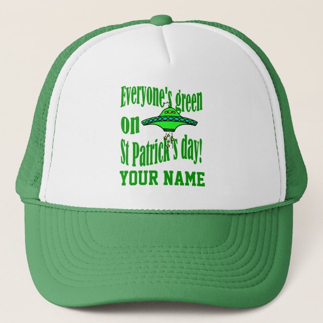 Boné Funny alien cartoon St Patrick's (Frente)