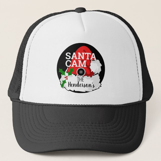 Boné Funny Christmas Santa Cam Surveillance Red White (Frente)