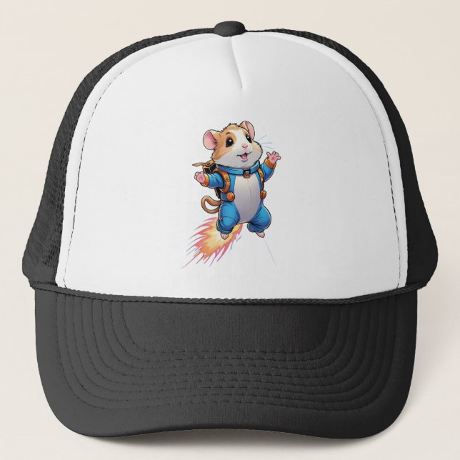 Boné Funny Jetpack Hamster Cap | Cartoon Animal Hat (Frente)